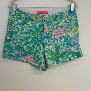 Lilly Pulitzer Vibrant Green and Pink High Waist Shorts